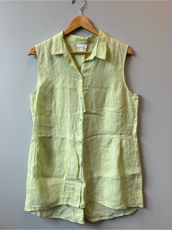 J. Jill Tops - J Jill Love Linen Sleeveless Button-Front Tunic Top in Light Lime green